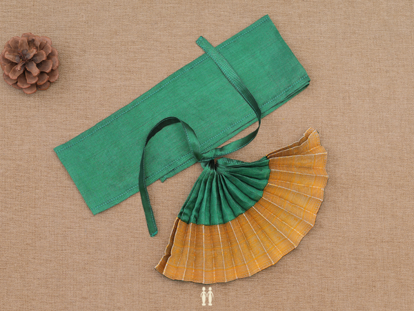 Zari Border Green Silk Cotton Amman Pavadai Set
