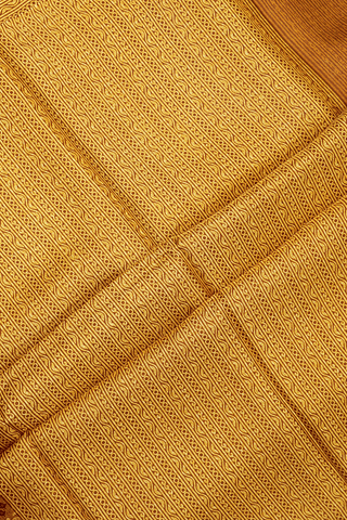Allover Design Golden Yellow Printed Silk Saree
