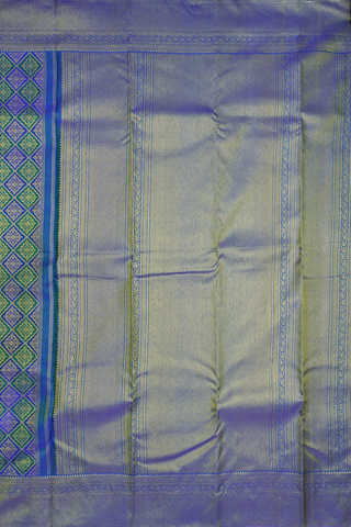 Zari Border In Brocade Green And Blue Kanchipuram Silk Saree