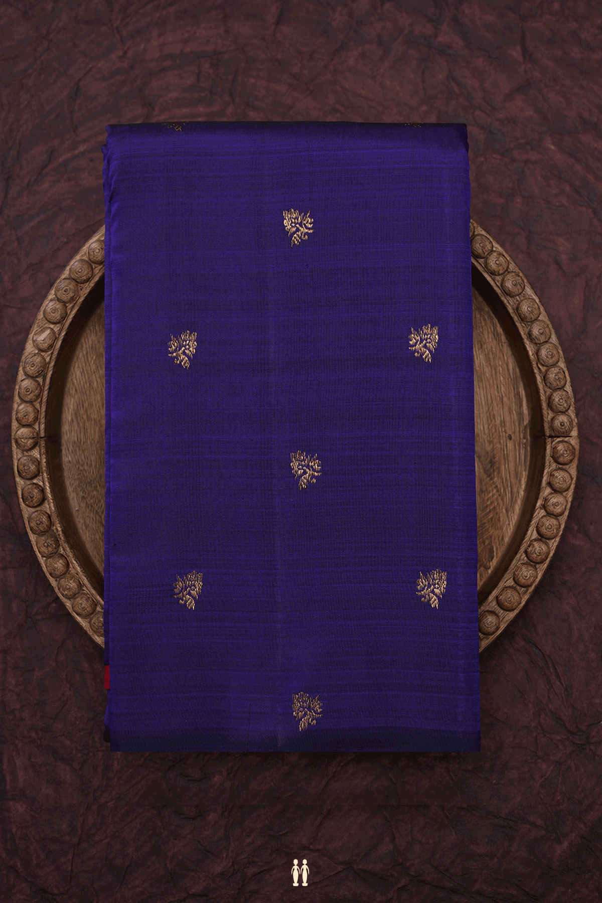 Floral Zari Buttas Navy Blue Kanchipuram Silk Saree