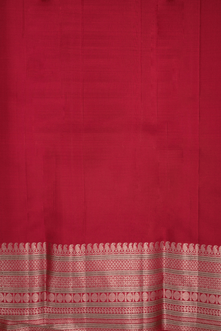 Peacock And Floral Buttas Ruby Red Kanchipuram Silk Saree
