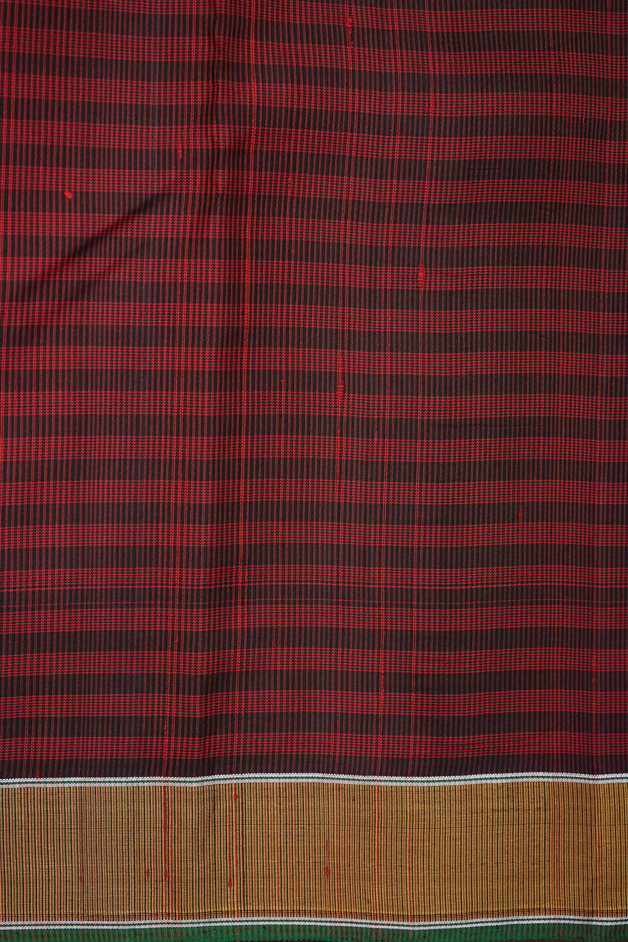 Checks Design Black And Red Kanchipuram Silk Saree