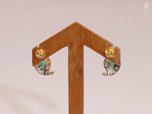 Paisley Design Gold Plated Pure Silver Stud Earrings
