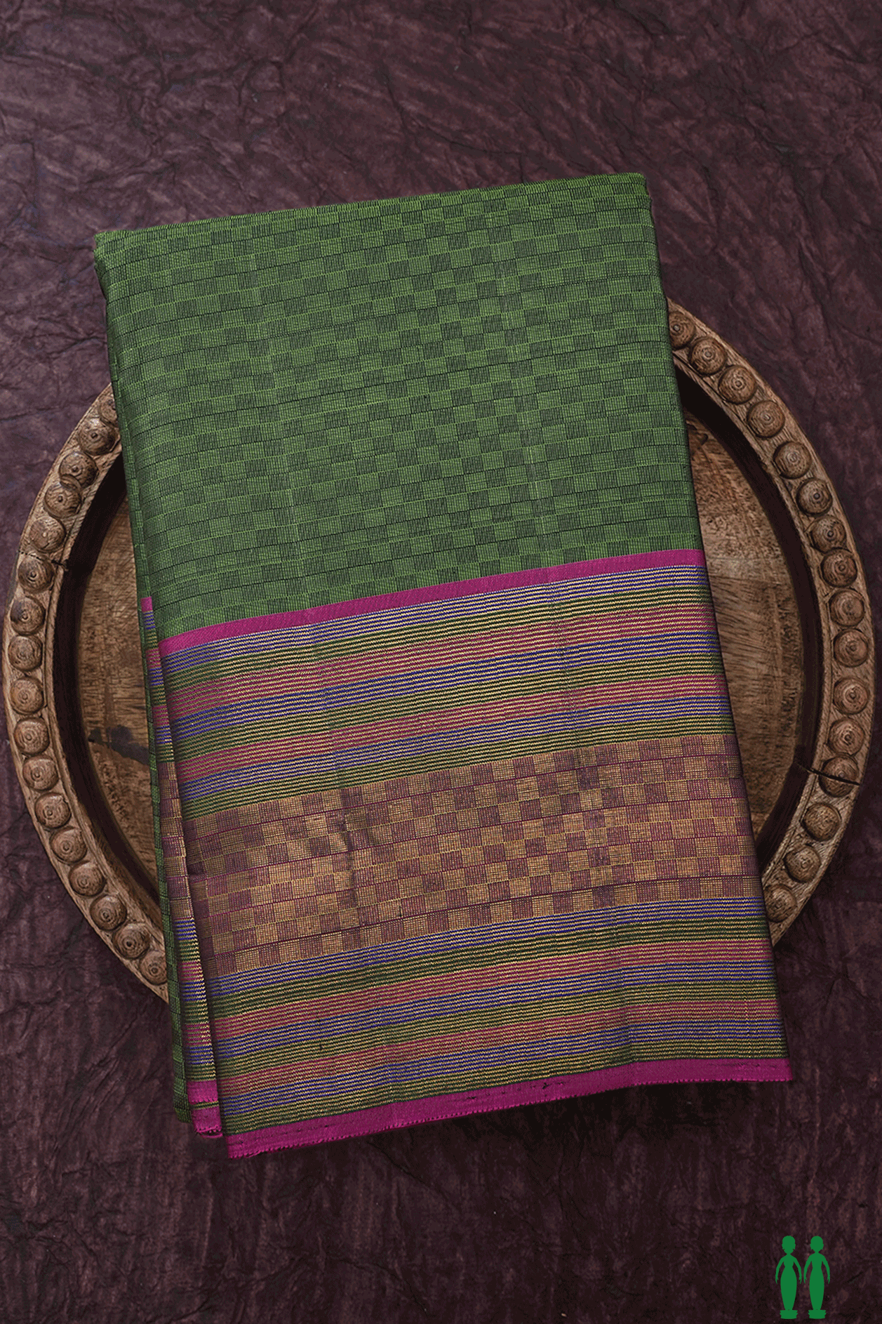 Paai Madippu Kattai Design Olive Green Kanchipuram Silk Saree