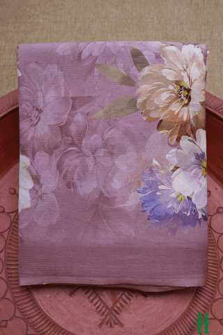 Floral Digital Printed Dusty Purple Chiffon Saree