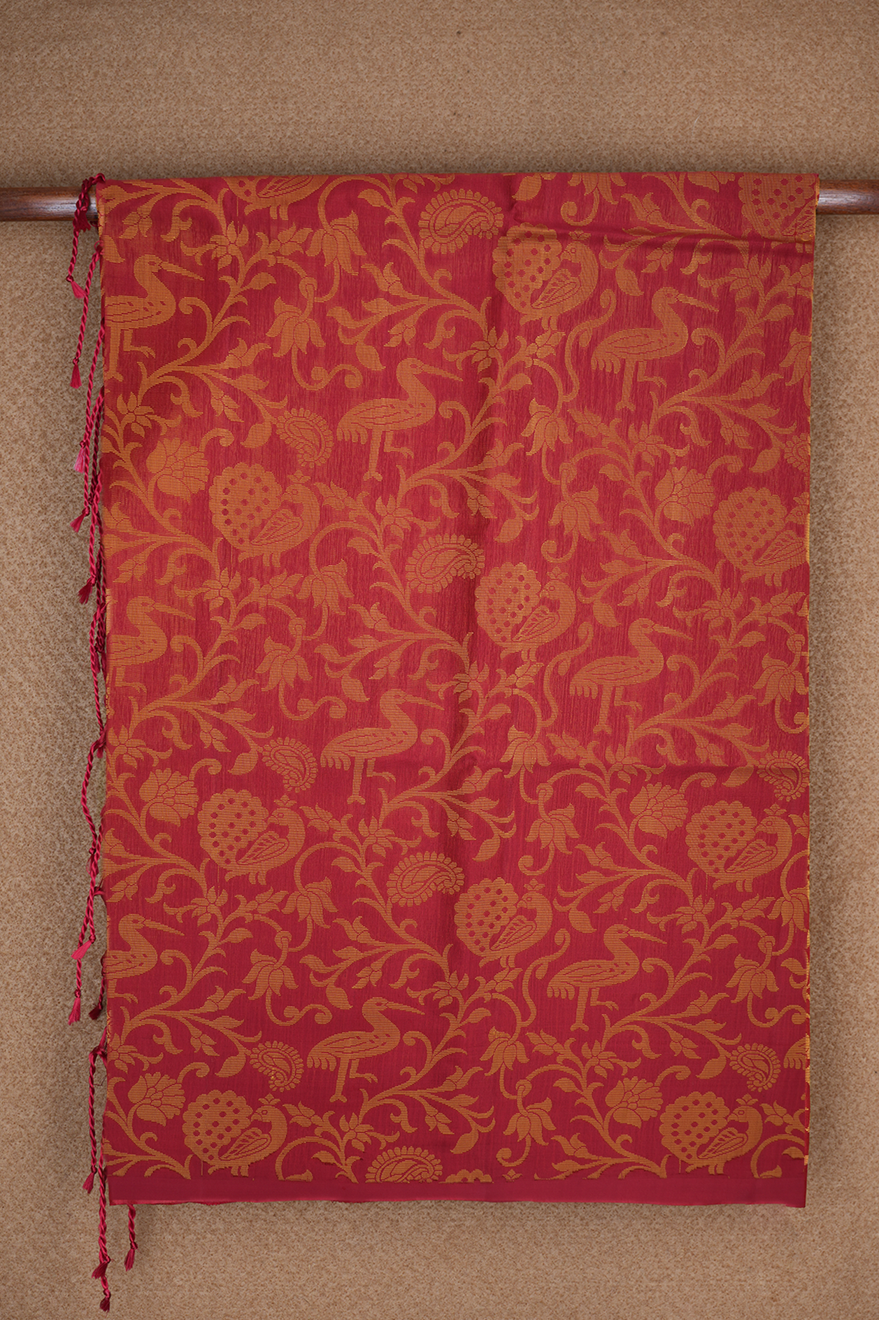 Jacquard Pattern Scarlet Red Soft Silk Saree