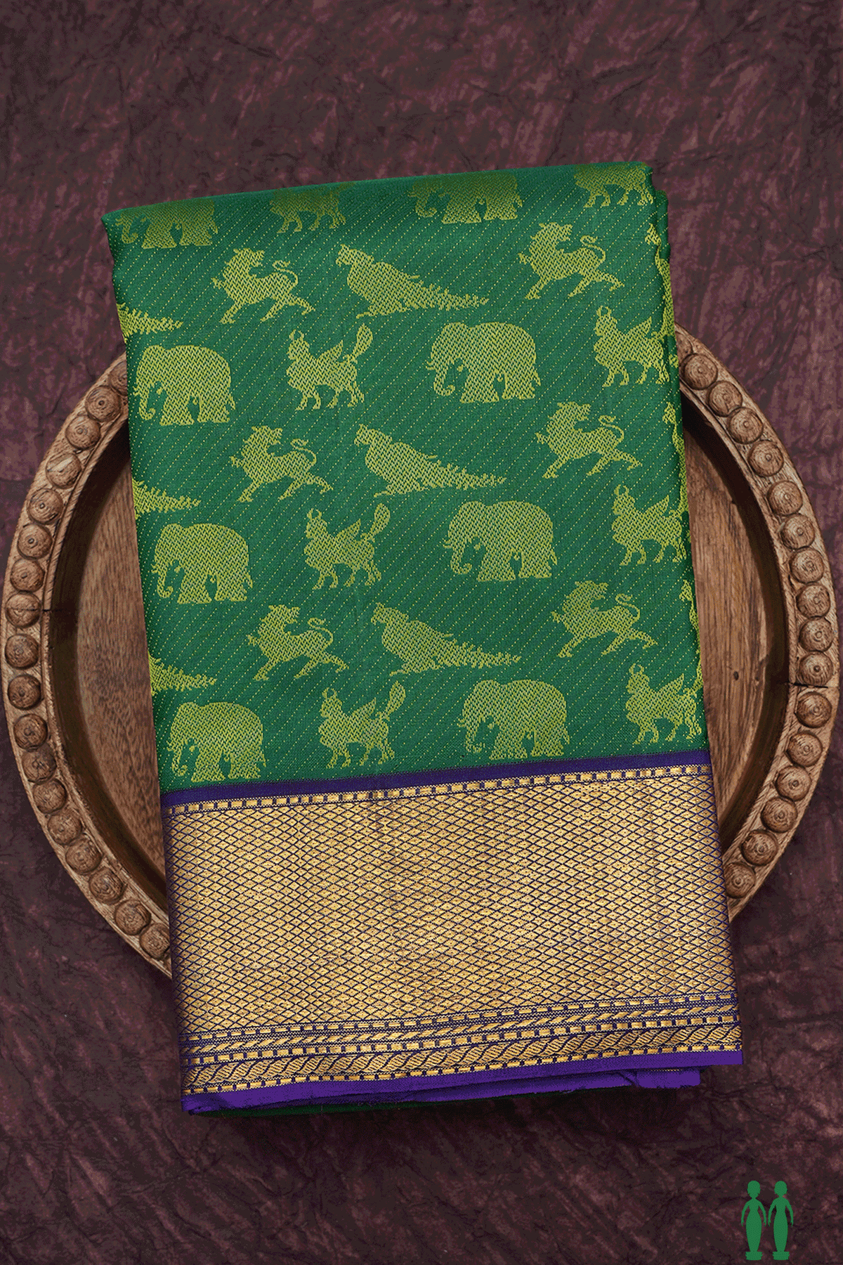 Vanasingaram Design Emerald Green Kanchipuram Silk Saree