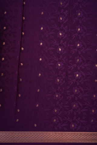 Self Floral Design Grape Purple Mysore Silk Saree