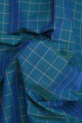 Checks Design Teal Blue Coimbatore Cotton Saree