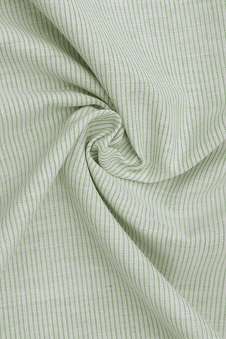 Chinese Collar Stripes Design Pastel Green Cotton Long Kurta