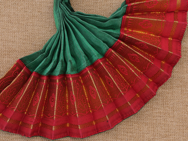 Zari Border Green Silk Cotton Amman Pavadai Set