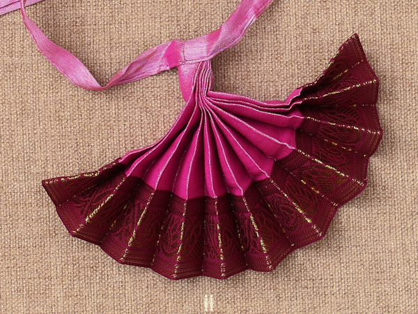 Contrast Border Pink Silk Cotton Amman Pavadai Set
