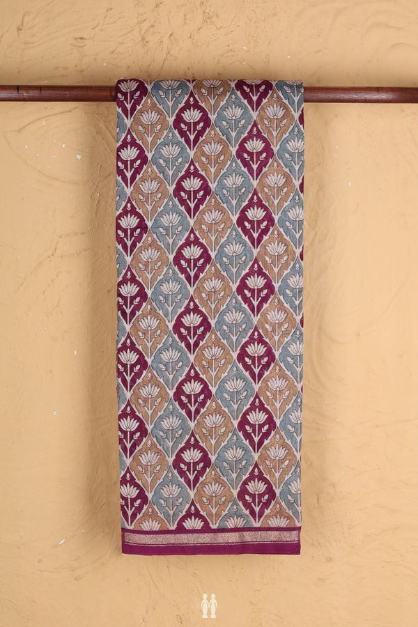 Chanderi Cotton Saree In Multicolor With Floral Design