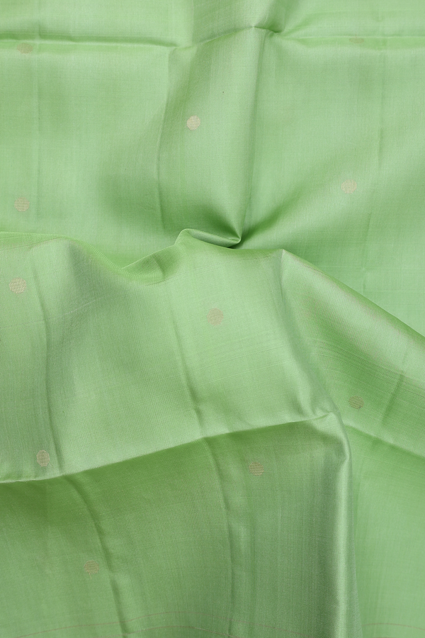 Soft Silk Saree In Pastel Green With Zari Buttis