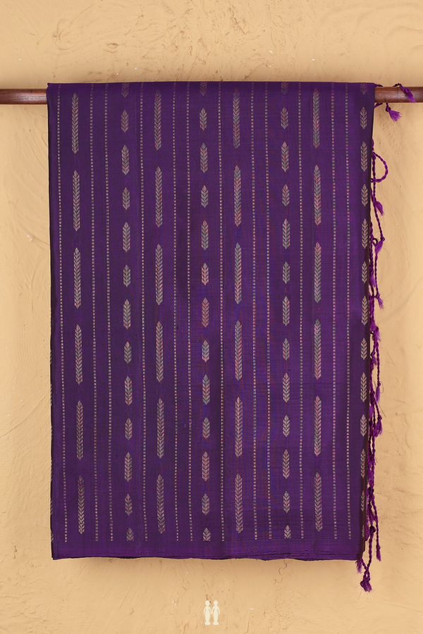 Soft Silk Saree In Purple With Stripes Design