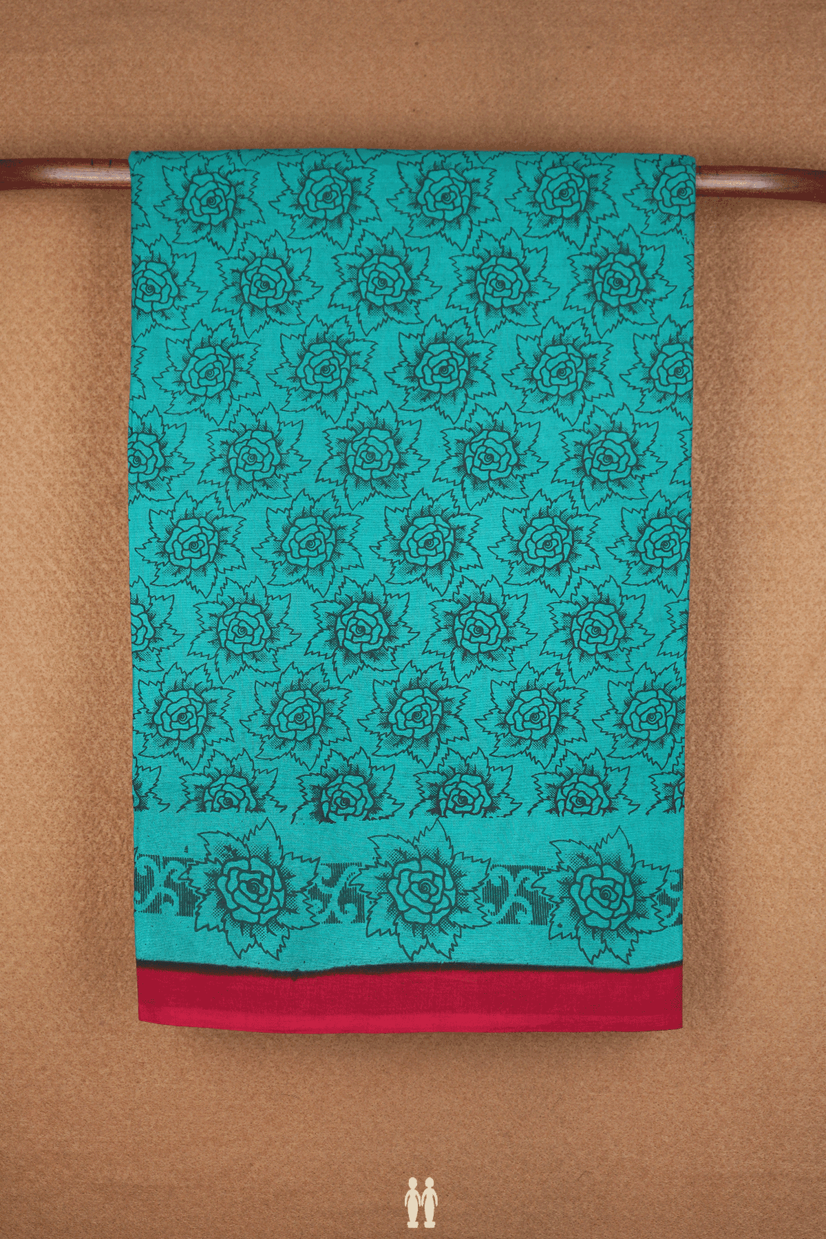 Allover Floral Design Turquoise Green Sungudi Cotton Saree