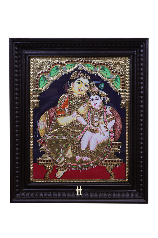 Goddess Yashoda And Krishna Tanjore Painting