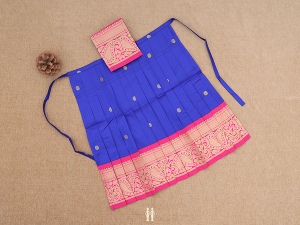 Floral Buttas Royal Blue Silk Cotton Amman Pavadai Set
