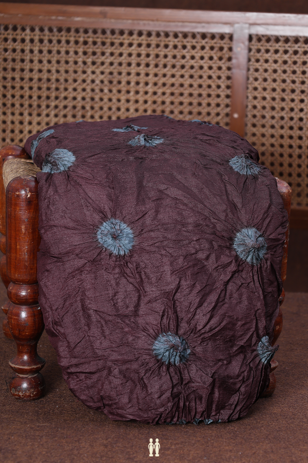 Bandhani Silk Saree In Coffee Brown With Tie And Dye Design