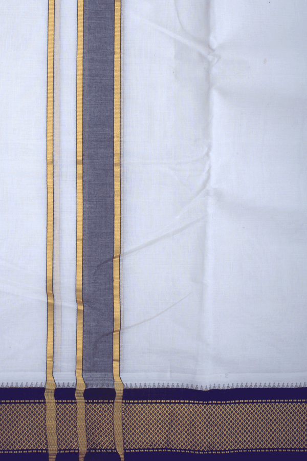 Ganga Jamuna Border White Silk Dhoti With Angavastram Set