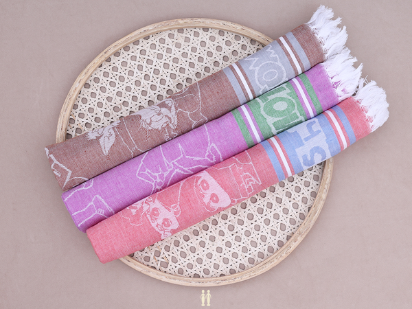 Multicolor Set Of 3 Cotton Towels
