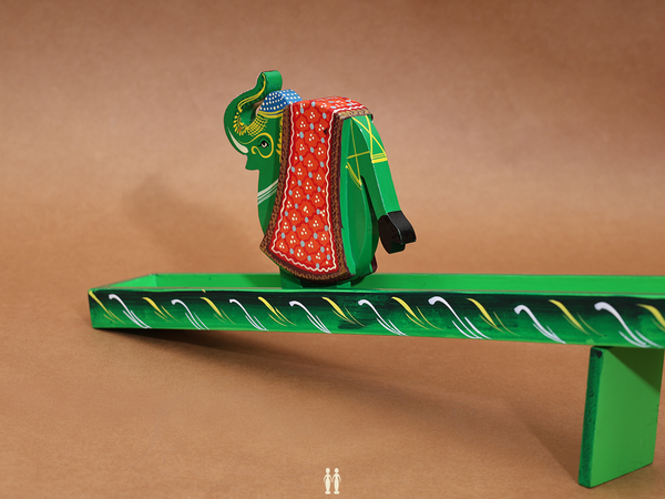 Wooden Handicraft Green Elephant Walking Toy