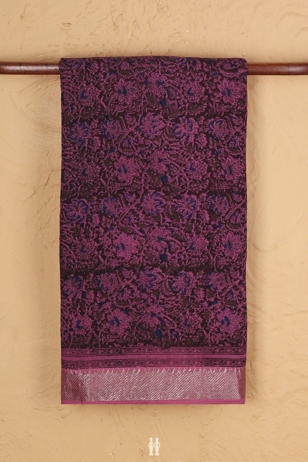 Mangalagiri Cotton Saree In Purple With Printed Design