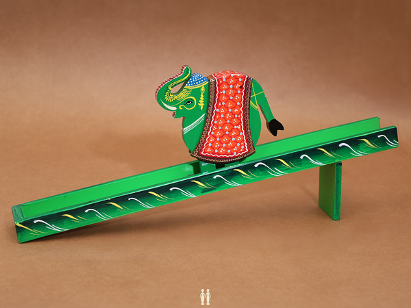 Wooden Handicraft Green Elephant Walking Toy