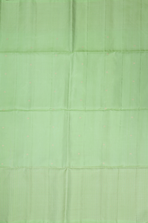 Soft Silk Saree In Pastel Green With Zari Buttis