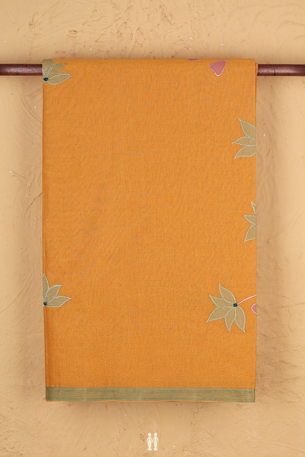 Ahmedabad Cotton Saree In Orange With Floral Design