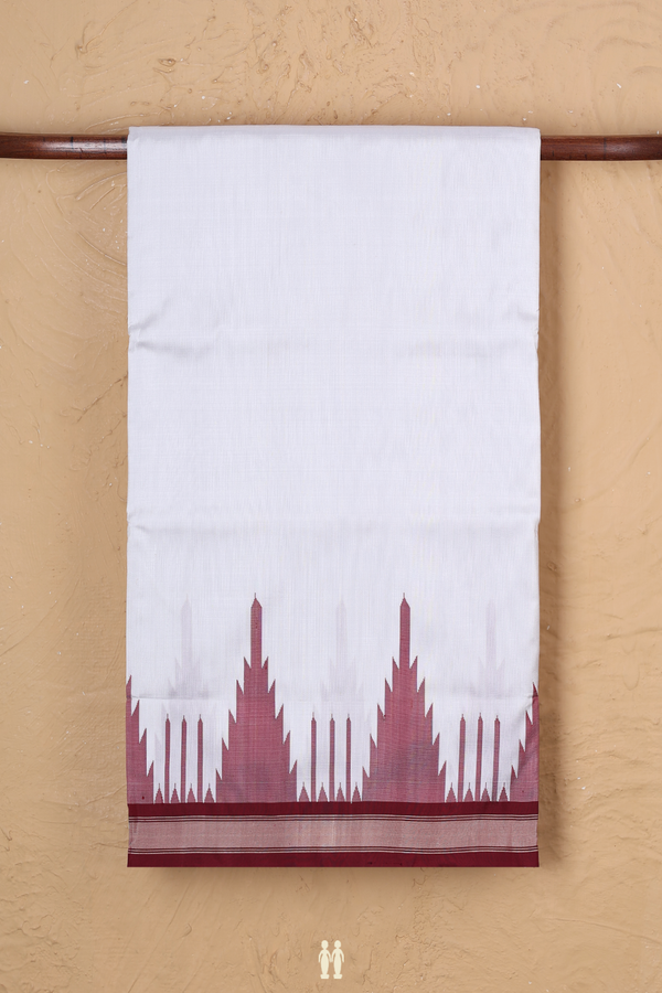 Pochampally Silk Saree In Plain White With Contrast Border