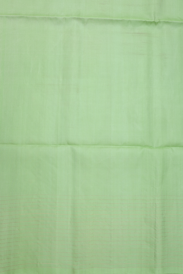 Soft Silk Saree In Pastel Green With Zari Buttis