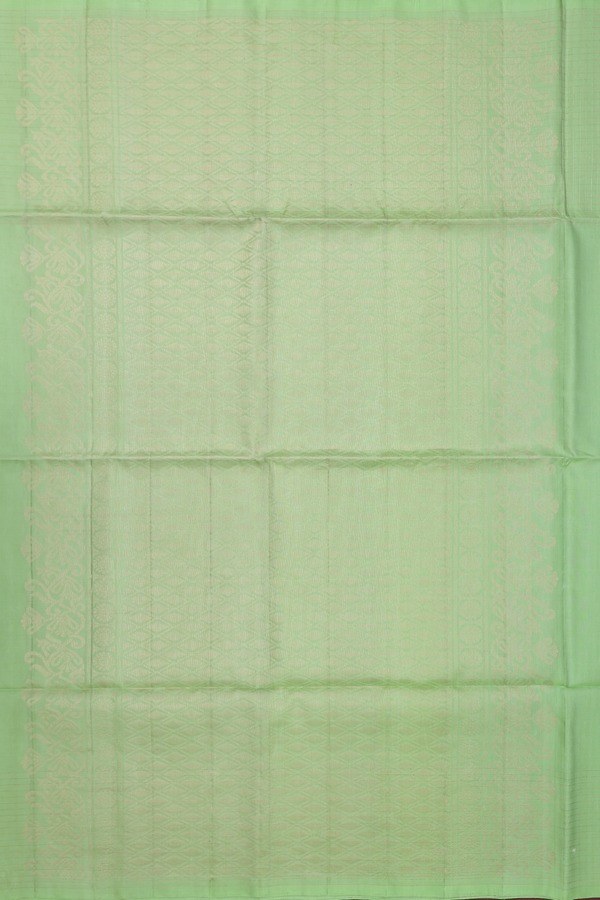 Soft Silk Saree In Pastel Green With Zari Buttis