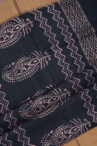 Circle Printed Design Black Semi Tussar Silk Saree