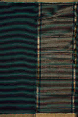 Stripes Design Black And Blue Mangalagiri Cotton Saree