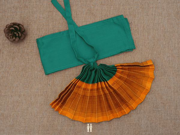 Zari Border Green And Yellow Silk Cotton Amman Pavadai Set