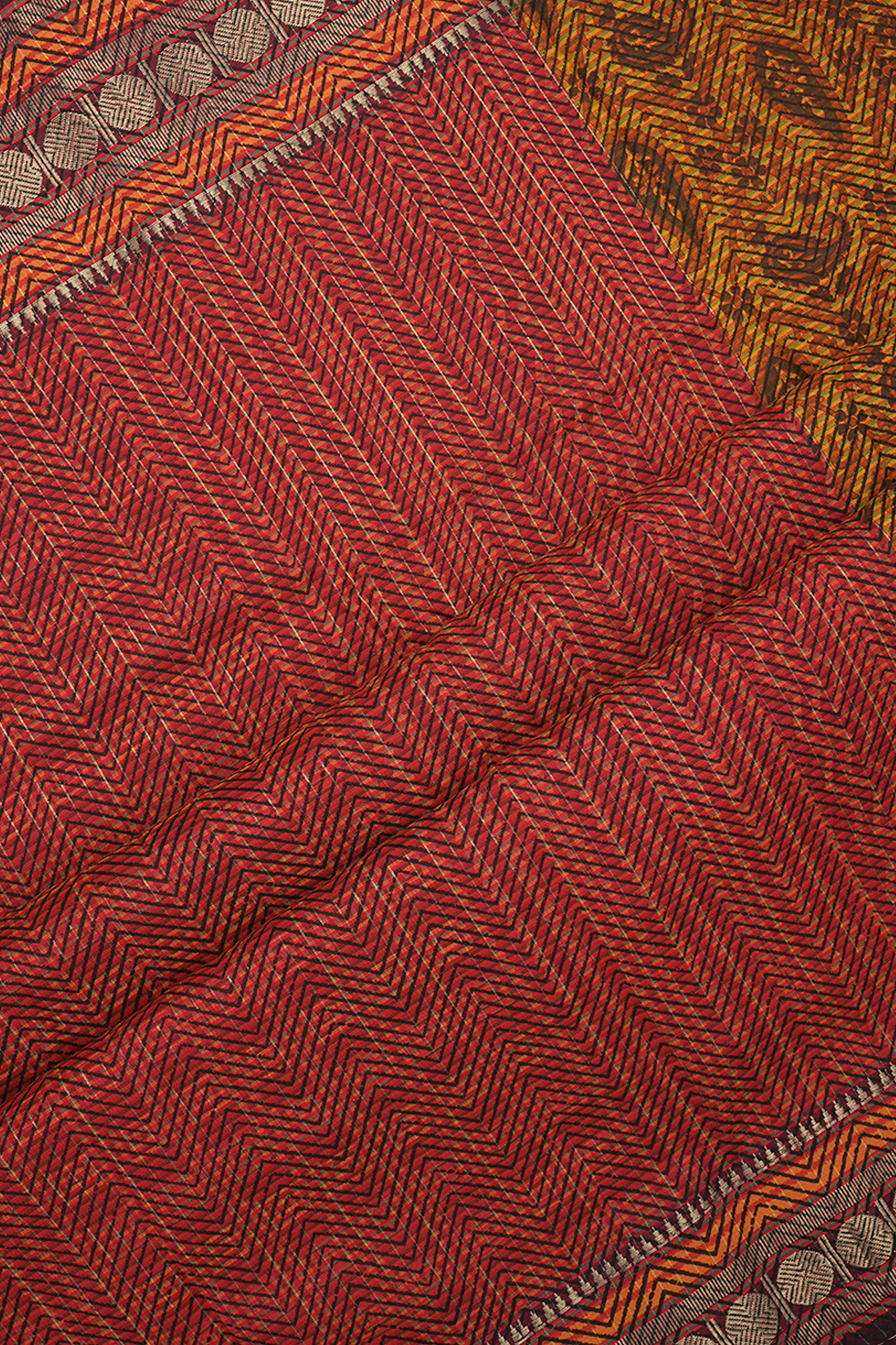 Allover Paisley Design Multicolor Printed Cotton Saree