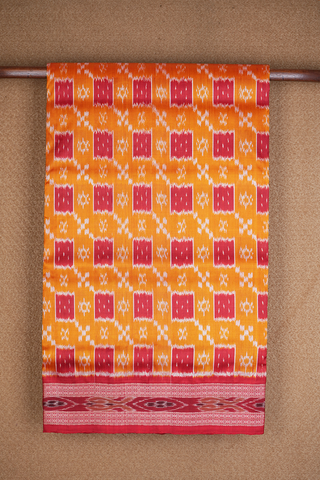 Square Printed Design Orange Odisha Silk Saree