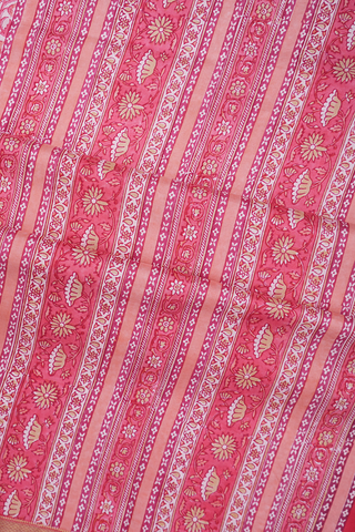 Allover Floral Design Pastel Pink Printed Silk Saree
