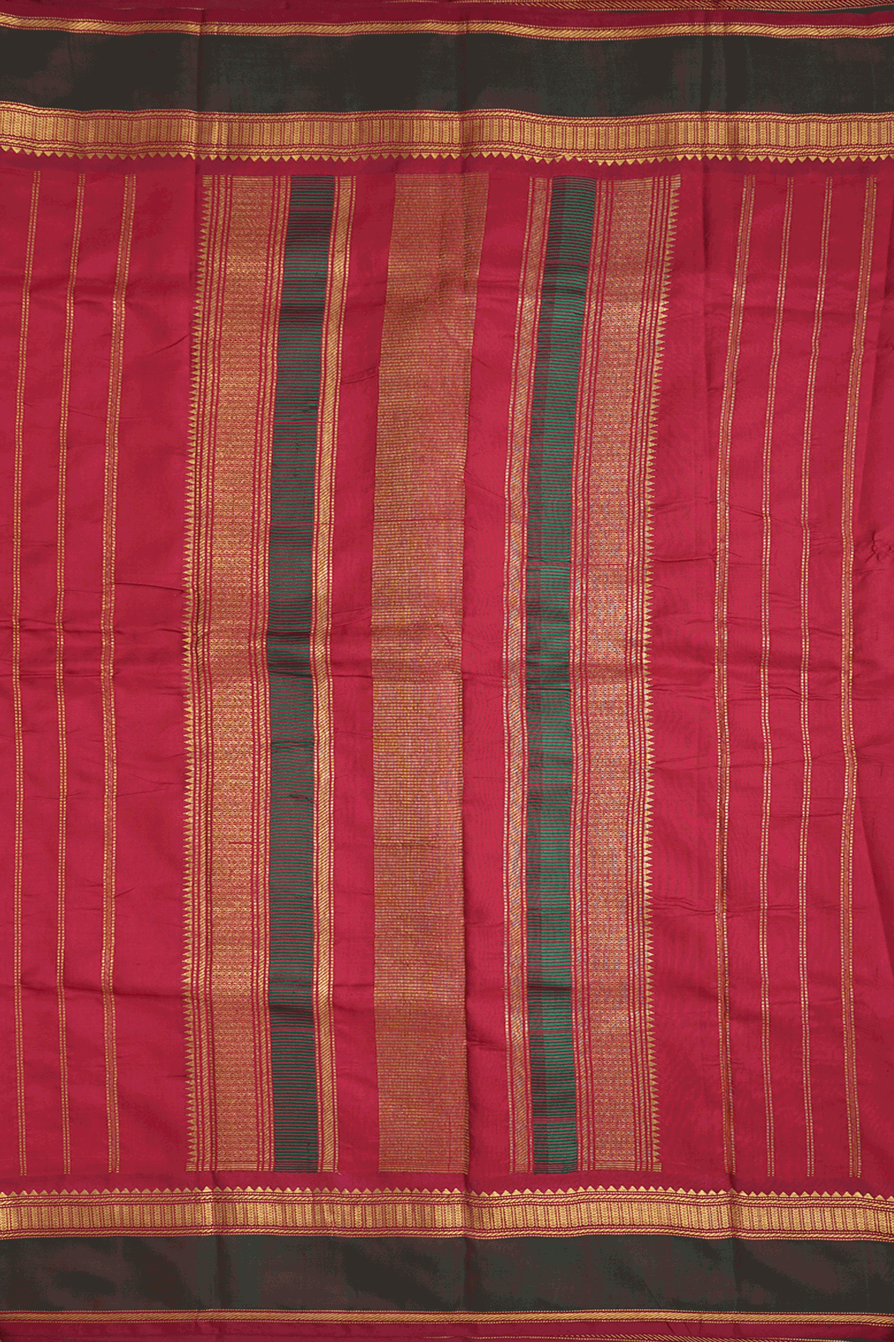 Natural Screen Printed Turkish Green Kanchipuram Silk Saree