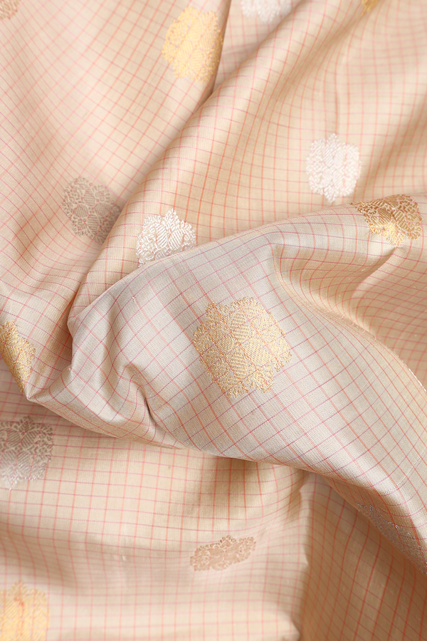 Checks With Buttas Tan Brown Gadwal Silk Saree