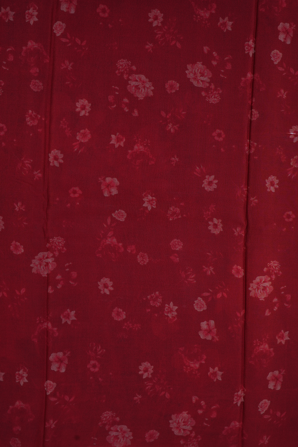 Floral Digital Printed Berry Red Chiffon Saree