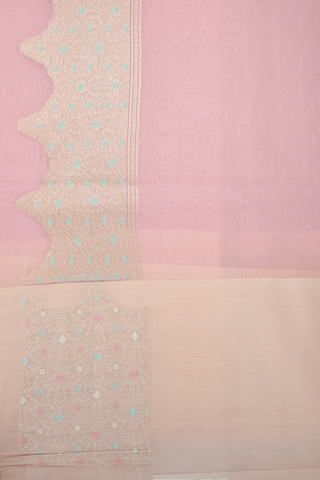 Allover Zari Design Pastel Pink Semi Banarasi Silk Saree