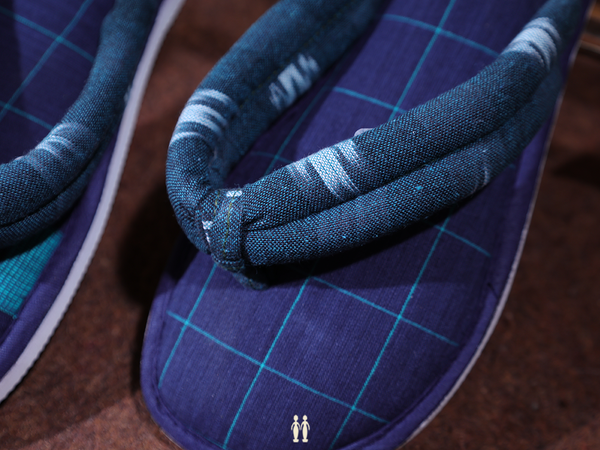 Check Design Blue Cotton Slippers