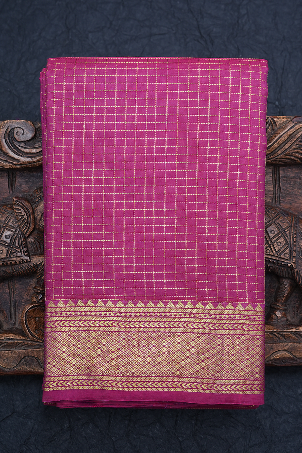 Checks Design Berry Purple Kanchipuram Silk Saree