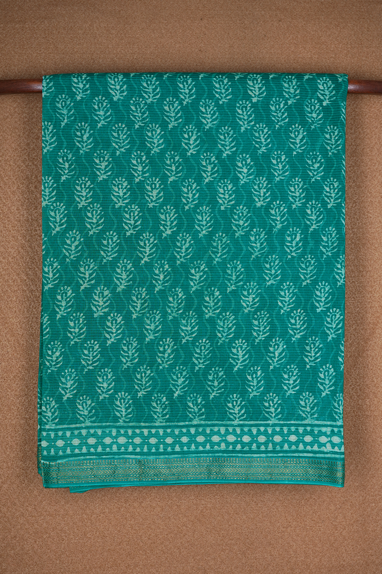 Allover Design Teal Green Maheswari Cotton Saree