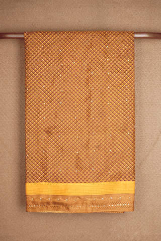 Mirror Work Buttis Shades Of Yellow Printed Silk Saree