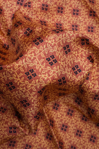 Floral Design Burnt Orange Printed Silk Saree