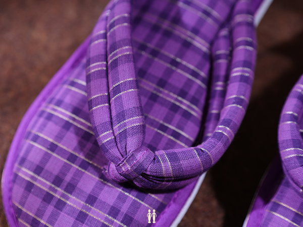 Checks Design Purple Cotton Slippers