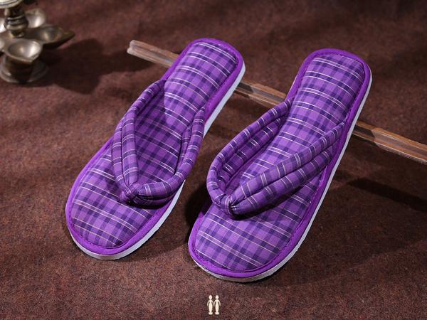 Checks Design Purple Cotton Slippers